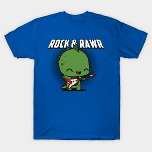 Cute Kawaii Rock And Roll Musician Dinosaur Gift For Dinosaur Lovers T-Shirt